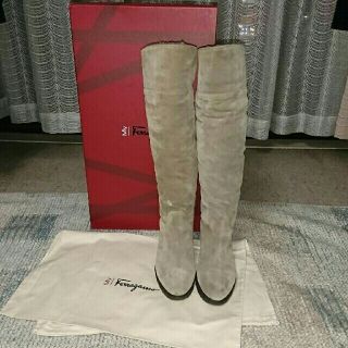 Ferragamo フェラガモ ロングブーツ 24cm スエード ピンク