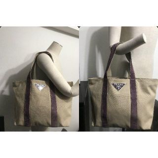 プラダ(PRADA)の●13.7万プラダレザー革トリム大キャンパス大き目カナパボストンマザーバッグ良美(ボストンバッグ)