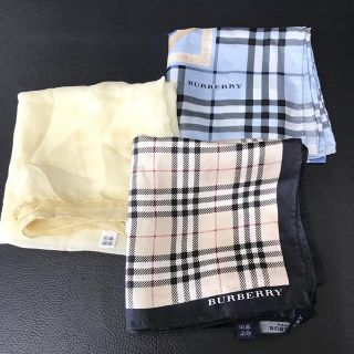 バーバリー(BURBERRY)のバーバリー スカーフ ノバチェック ブルー 水色 ベージュ イエロー 未使用 (ハンカチ)