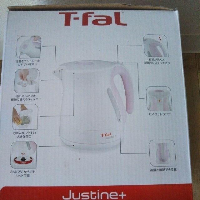 T-fal(ティファール)の❴T-faL 電気ケトル、ジャスティンプラス⁄シュガーピンク1.2L！❵ スマホ/家電/カメラの生活家電(電気ケトル)の商品写真