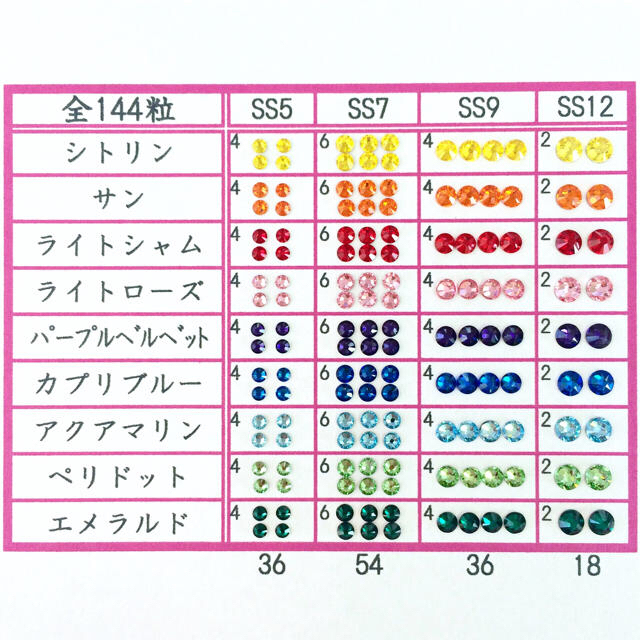 SWAROVSKI(スワロフスキー)の✩ネイルサイズ【スワロ】カラフルmix144粒➕ピンク!ピンク‼︎mix120粒 コスメ/美容のネイル(デコパーツ)の商品写真