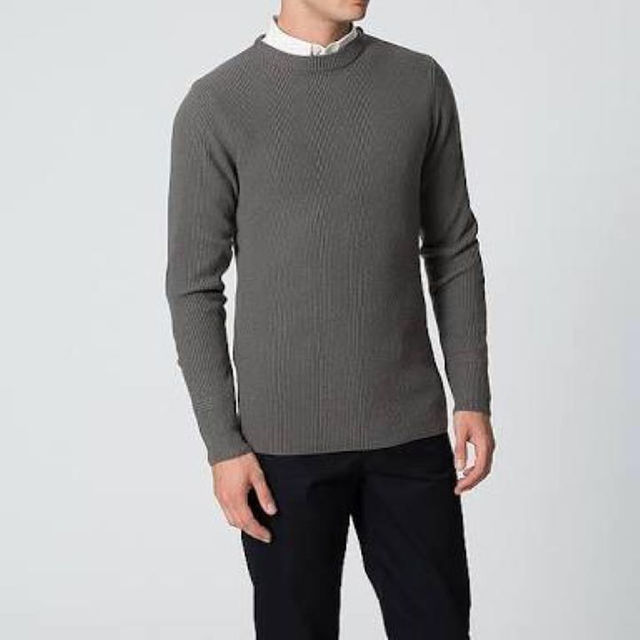 UNIQLO(ユニクロ)のユニクロ Lemaire ルメール ボートネックセーター S ネイビー メンズのトップス(ニット/セーター)の商品写真