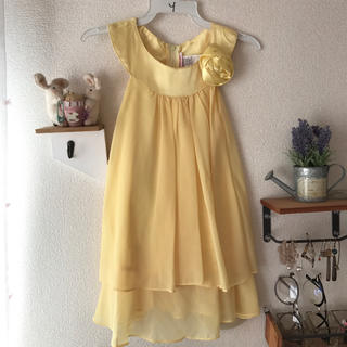 黄色ドレス♡コサージュ付♡美品(ドレス/フォーマル)