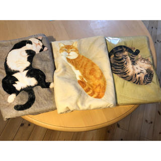 フェリシモ(FELISSIMO)の[未使用]フェリシモ猫が寝ているバスタオル3枚セット(タオル/バス用品)