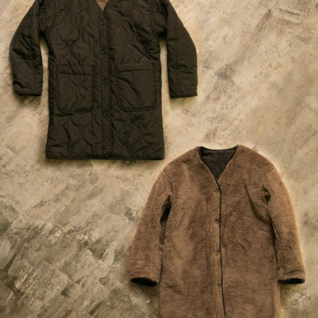 ボア キルティング リバーシブルコート レディースのジャケット/アウター(ノーカラージャケット)の商品写真