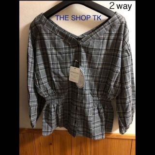 ザショップティーケー(THE SHOP TK)の新品 THE SHOP TK ２way ネルチェック/ウエストギャザーブラウス(その他)