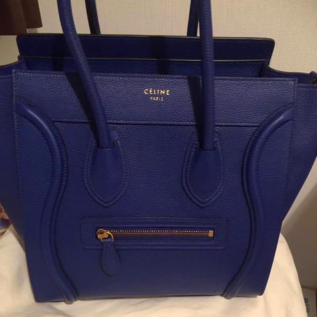 celine(セリーヌ)の美品♡レア セリーヌ ラゲージ マイクロ ドラムドカーフ 紺 ブルー ネイビー レディースのバッグ(トートバッグ)の商品写真