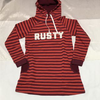 ラスティ(RUSTY)のRUSTY（ラスティ）レディース ボーダー ワンピース 赤 M(ミニワンピース)