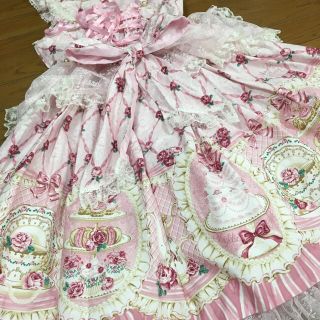 後ろ編み上げでサイズ調節可能Angelic Pretty♡サロン・ド・テ・ローズ JSK