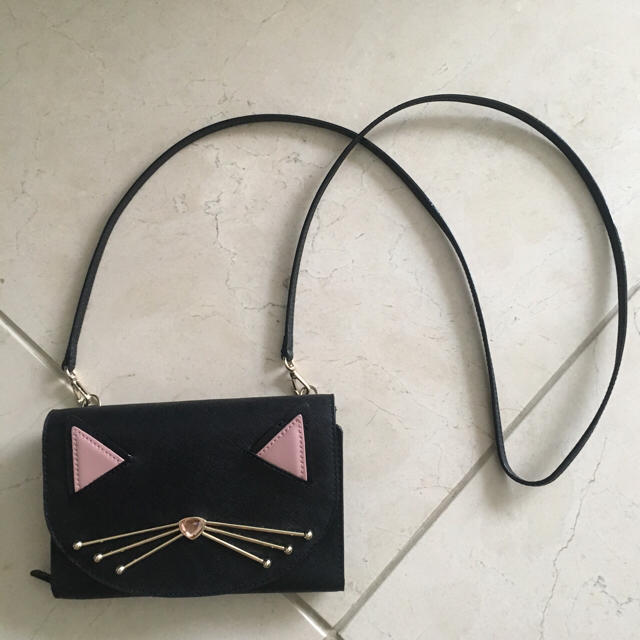 ケイトスペードkate spade♡大人気ネコ♡スマホも入る♡長財布ショルダーファッション小物