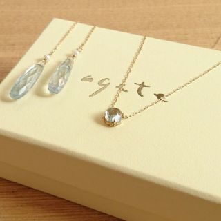 アガット(agete)の希少 agete k10 アクアマリン ネックレス nojess SIENA(ネックレス)