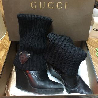 グッチ(Gucci)のGUCCI  ニットブーツ   ウェッジ(ブーツ)