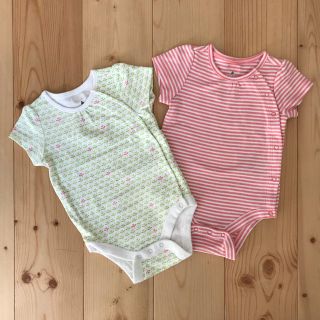 ベビーギャップ(babyGAP)の【水通しのみ】babyGAP ベビーギャップ 2枚セット 半袖ロンパース60㎝(ロンパース)