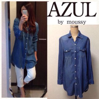 アズールバイマウジー(AZUL by moussy)のアズール デニム調シャツワンピース❤️(ミニワンピース)