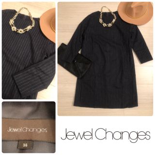 ジュエルチェンジズ(Jewel Changes)のJewel Changes ユナイテッドアローズ ストライプウールワンピース(ひざ丈ワンピース)