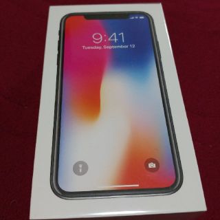 アップル(Apple)のiPhoneX 64GB 黒 新品未開封 SIMロック解除済 SIMフリー(スマートフォン本体)