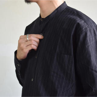 やす様専用 comoli 16aw バンドカラーシャツ チョークストライプ