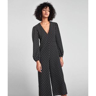 ザラ(ZARA)の完売 ザラ ドット オールインワン 水玉 ワンピ パンツ ロング ワンピ ブーツ(オールインワン)