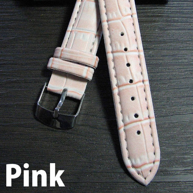 クロコ型押 18mm ピンク PUレザー時計ベルト [バネ棒2本付] レディースのファッション小物(腕時計)の商品写真
