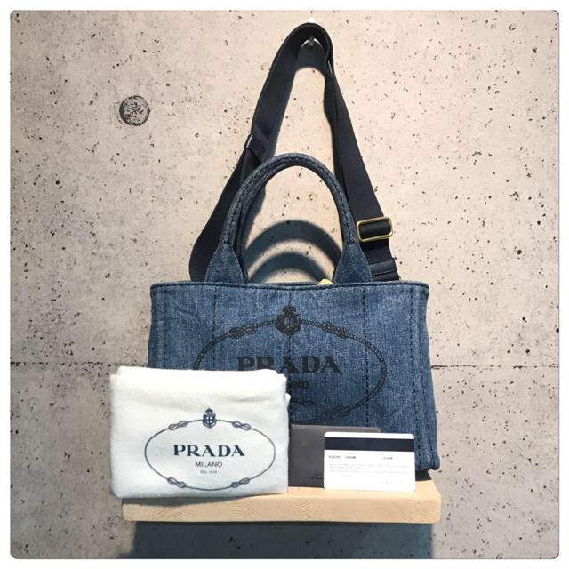 最高 PRADA - プラダ カナパ トート ミニ S ショルダー デニム トート