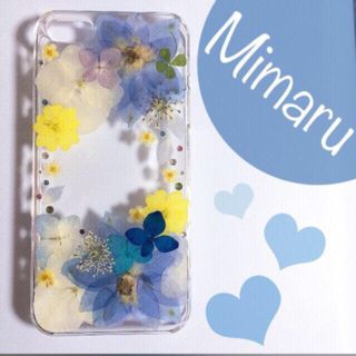 iPhone5/5sケース 押し花ブルー(モバイルケース/カバー)