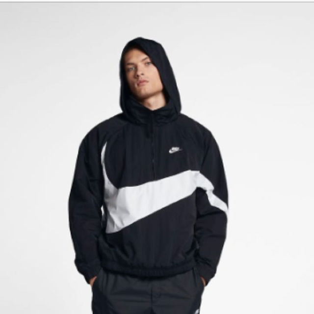 NIKE BIG SWOOSH ANORAK JACKET アノラック黒 Sジャケット/アウター