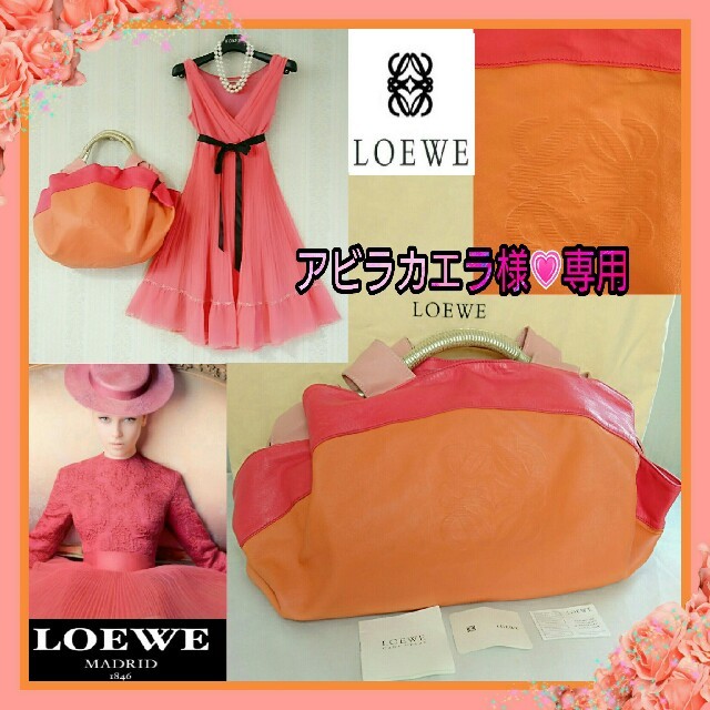 LOEWE????レディな配色 ナッパアイレ????シープスキン 保存袋、冊子、タグ付き