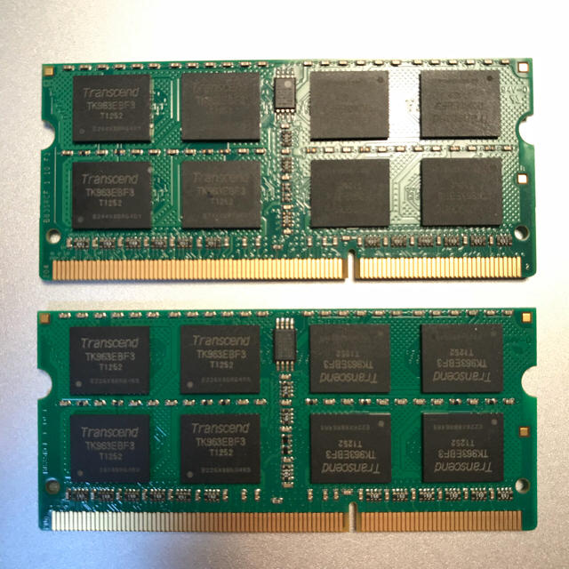 Transcend(トランセンド)のノートパソコン用メモリ 8GB 2個 合計16GB Transcend製 スマホ/家電/カメラのPC/タブレット(PCパーツ)の商品写真