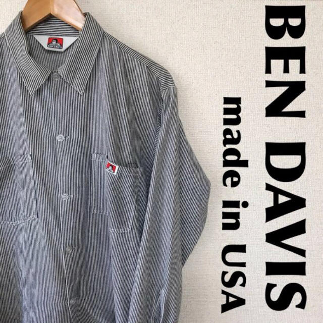 BEN DAVIS(ベンデイビス)の古着 BEN DAVIS USA製 長袖シャツ ヒッコリー柄 0215 メンズのトップス(シャツ)の商品写真