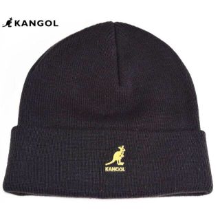 カンゴール(KANGOL)のいちご大福様専用 カンゴール　ニット帽　カフ付き　ブラックXゴールド(ニット帽/ビーニー)