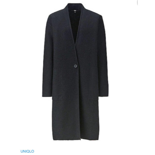 UNIQLO(ユニクロ)のユニクロ フェルトウールロングコート 黒 M レディースのジャケット/アウター(ロングコート)の商品写真