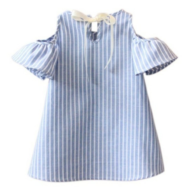 ワンピース 肩空き ストライプ 海外子供服 キッズ/ベビー/マタニティのキッズ服女の子用(90cm~)(ワンピース)の商品写真