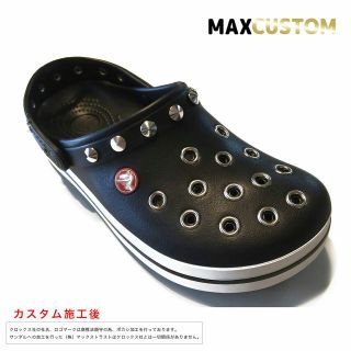 クロックス(crocs)のクロックス パンク カスタム 黒 クロックバンド crocs サイズ22～28(サンダル)