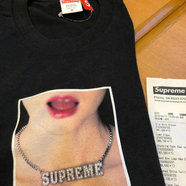 送料込 L supreme Necklace Tee 黒