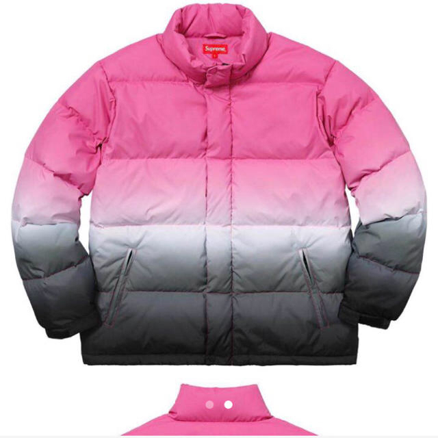 希少supreme 18ss gradient puffy jacket ピンク