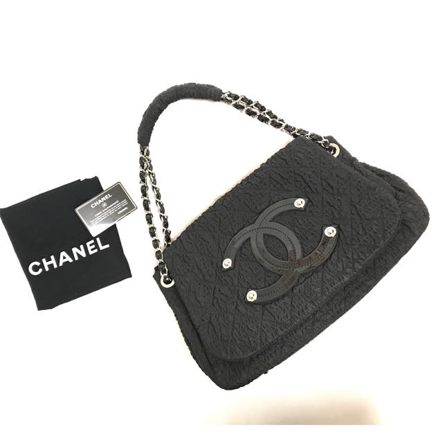 CHANEL シャネル☆超美品 Bigココマーク シャーリング ナイロン バッグ-