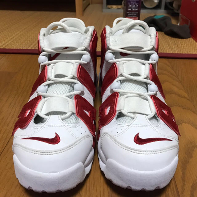 NIKE - NIKE AIR MORE UP TENPO モアテン 赤白 ジムレッドの通販 NIKE - NIKE AIR MORE UP TENPO モアテン 赤白 ジムレッドの通販