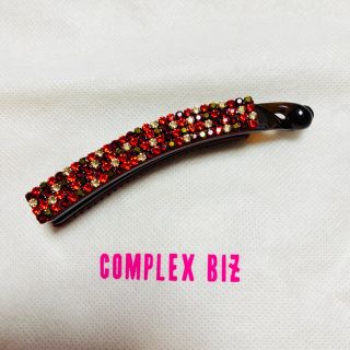 コンプレックスビズ(Complex Biz)のCOMPLEX BIZ♡クリスタルメッシュミックスクロワッサンクリップ♡レッド系(バレッタ/ヘアクリップ)