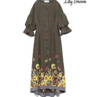 リリーブラウン(Lily Brown)の☆新品未使用☆グレンチェックフラワーワンピース(ロングワンピース/マキシワンピース)