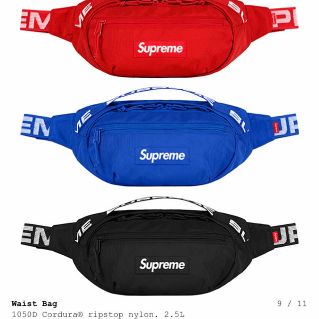 黒 supreme 18SS waist bag