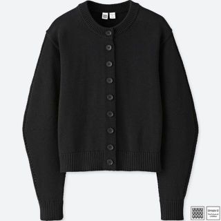 ユニクロ(UNIQLO)のバルーンスリーブカーディガン　ブラック　グレー　2枚セット　L(カーディガン)