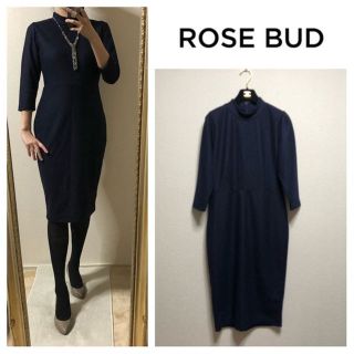 ローズバッド(ROSE BUD)の新品タグ付き✨ローズバッド✨スタイリッシュ✨ウールワンピース(ひざ丈ワンピース)