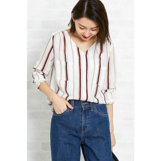 エヌナチュラルビューティーベーシック(N.Natural beauty basic)の新品 ウォッシャブルビエラVネックブラウス 定価7452円(シャツ/ブラウス(長袖/七分))