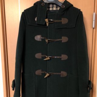 バーバリー(BURBERRY)のBURBERRY ダッフルコート サイズL 美品 ノバチェック ダークグリーン(ダッフルコート)