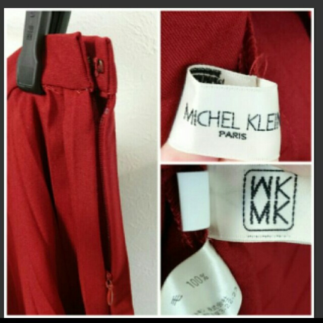 MK MICHEL KLEIN(エムケーミッシェルクラン)の断捨離☆2,500円☆ミッシェルクランMK✯レッドプリーツスカート レディースのスカート(ひざ丈スカート)の商品写真