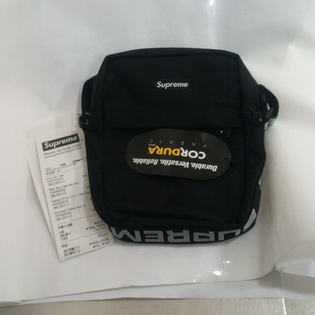 メンズ18ss 黒 Supreme shoulder bag black