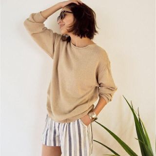 トゥデイフル(TODAYFUL)のtodayful コットンリネンニット ベージュ 美品(ニット/セーター)