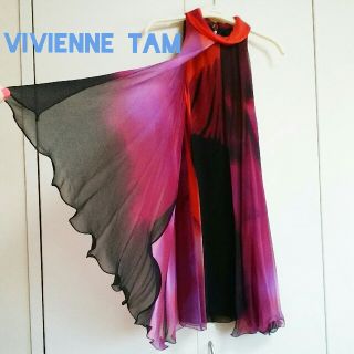 ヴィヴィアンタム(VIVIENNE TAM)の【送料込】Vivienne Tam シルク フレアワンピース(ひざ丈ワンピース)