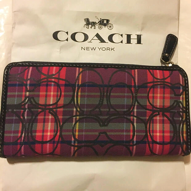 COACH(コーチ)の値下げ♡美品♡コーチ♡長財布♡ピンクチェック♡ レディースのファッション小物(財布)の商品写真