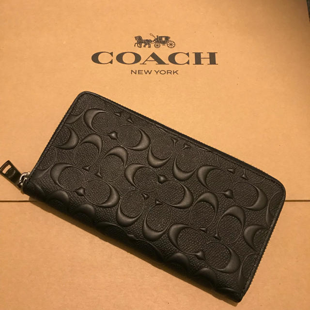 COACH(コーチ)のギフトに！本物 新品 コーチ 人気 シグネチャー ブラック黒 長財布  メンズのファッション小物(長財布)の商品写真